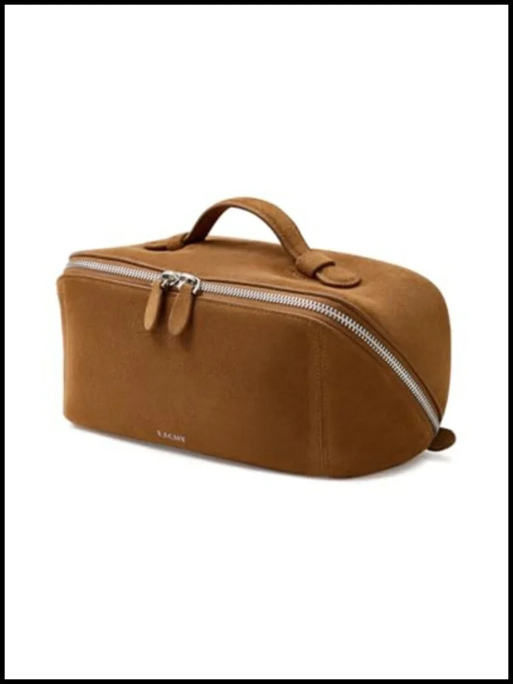 Genuine Nubuck Leather Makeup Bag 180 Wide-Open Flat Cosmetic Organizer with